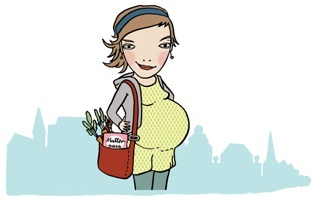 Schwangere Frau mit Einkaufstasche