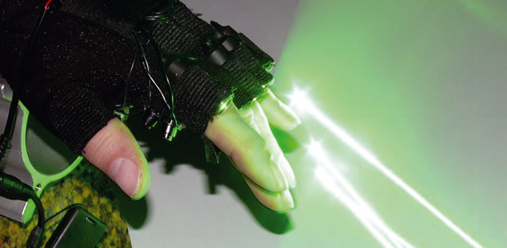 Handschuh mit Laser für Discjockeys
