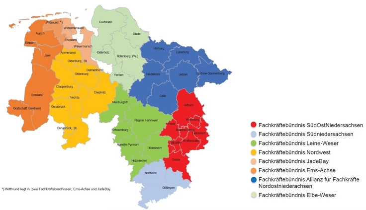 Übersicht über Regionale Fachkräftebündnisse (Stand: August 2021)