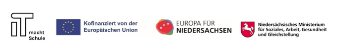 Logos IT macht Schule, Kofinanziert von EU, Europa für Niedersachsen, MS