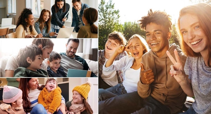 lachende Kinder und Jugendliche