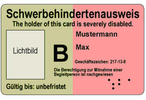 Vorderseite des neuen Schwerbehindertenausweis