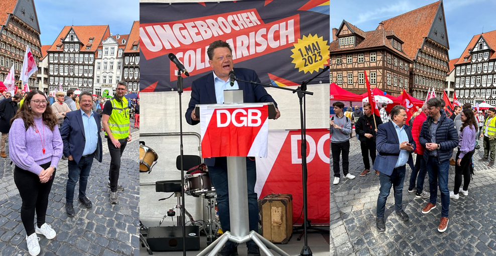 Minister Dr. Philippi bei der Demo zum Tag der Arbeit